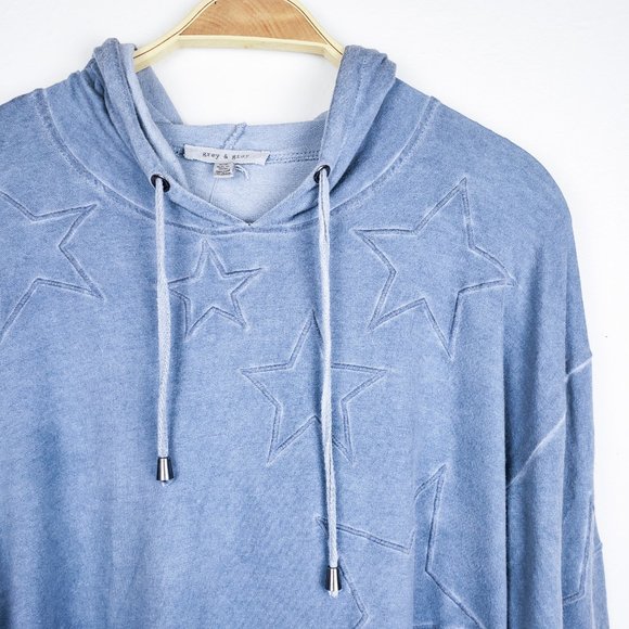Grey & Gray Blue Star Embroidered Hooded Top - Picture 4 of 8